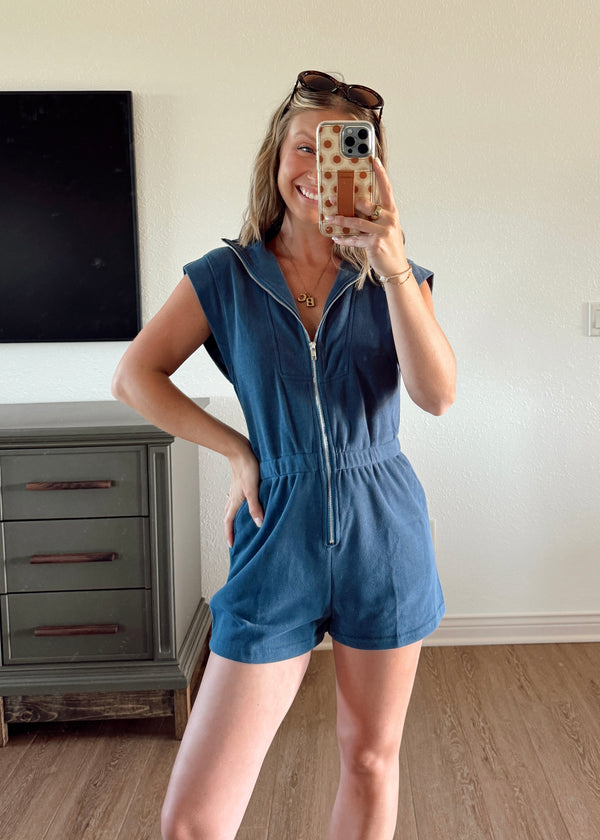 Navy Sweatshirt Romper