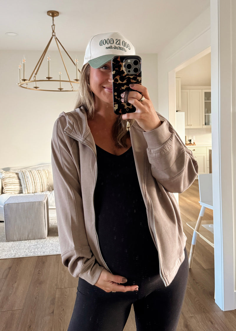 Comfort Season Zip Jacket- Cocoa