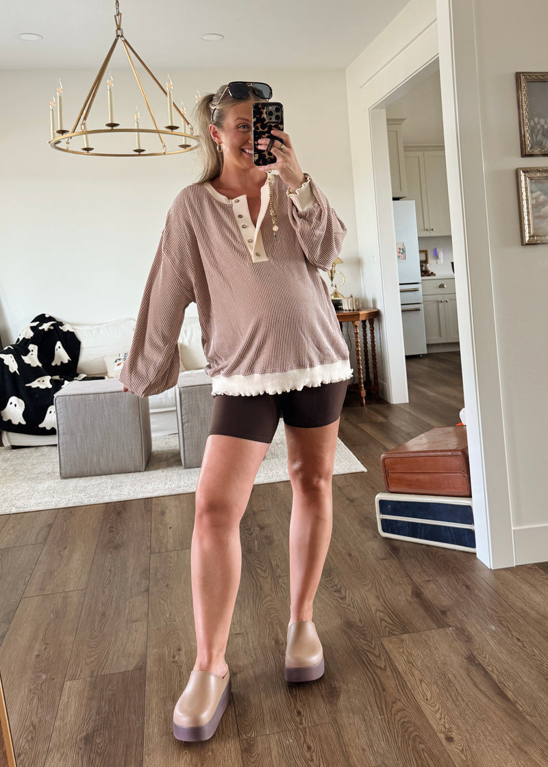 Reese Ribbed Henley Pullover