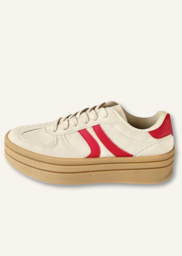 Addi Sneakers- Cream & Red