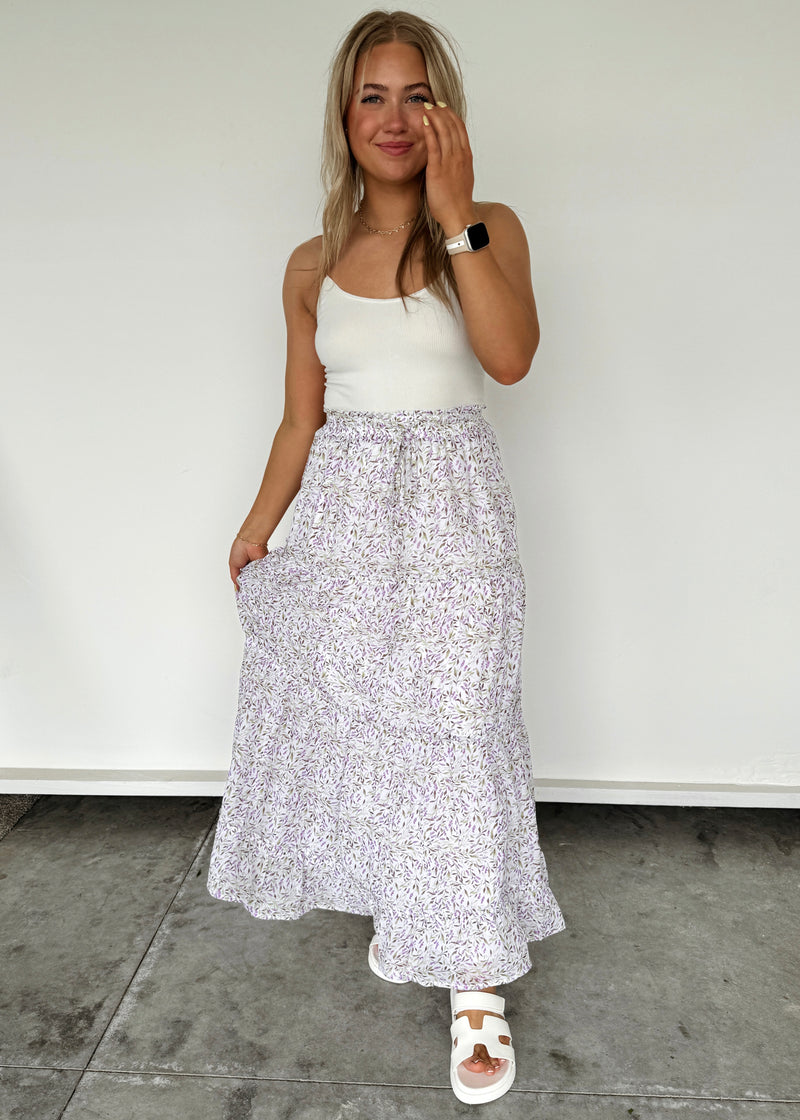 Della Dainty Floral Skirt-Purple