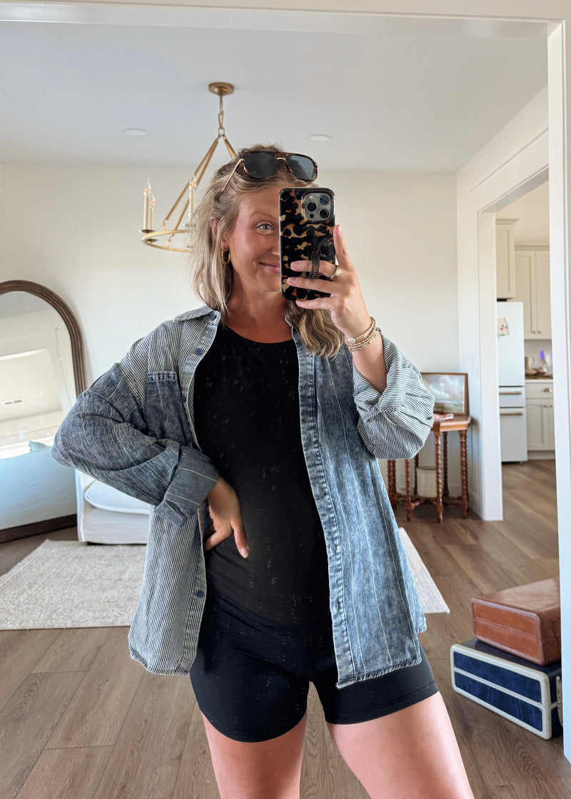 Tannah Pinstripe Button Top