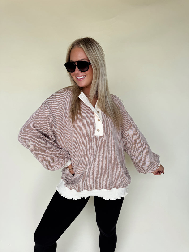 Reese Ribbed Henley Pullover