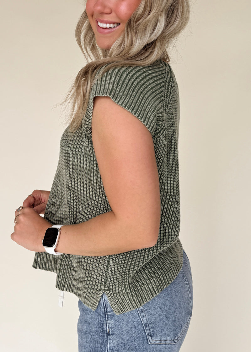 Olive Knit Sweater Top