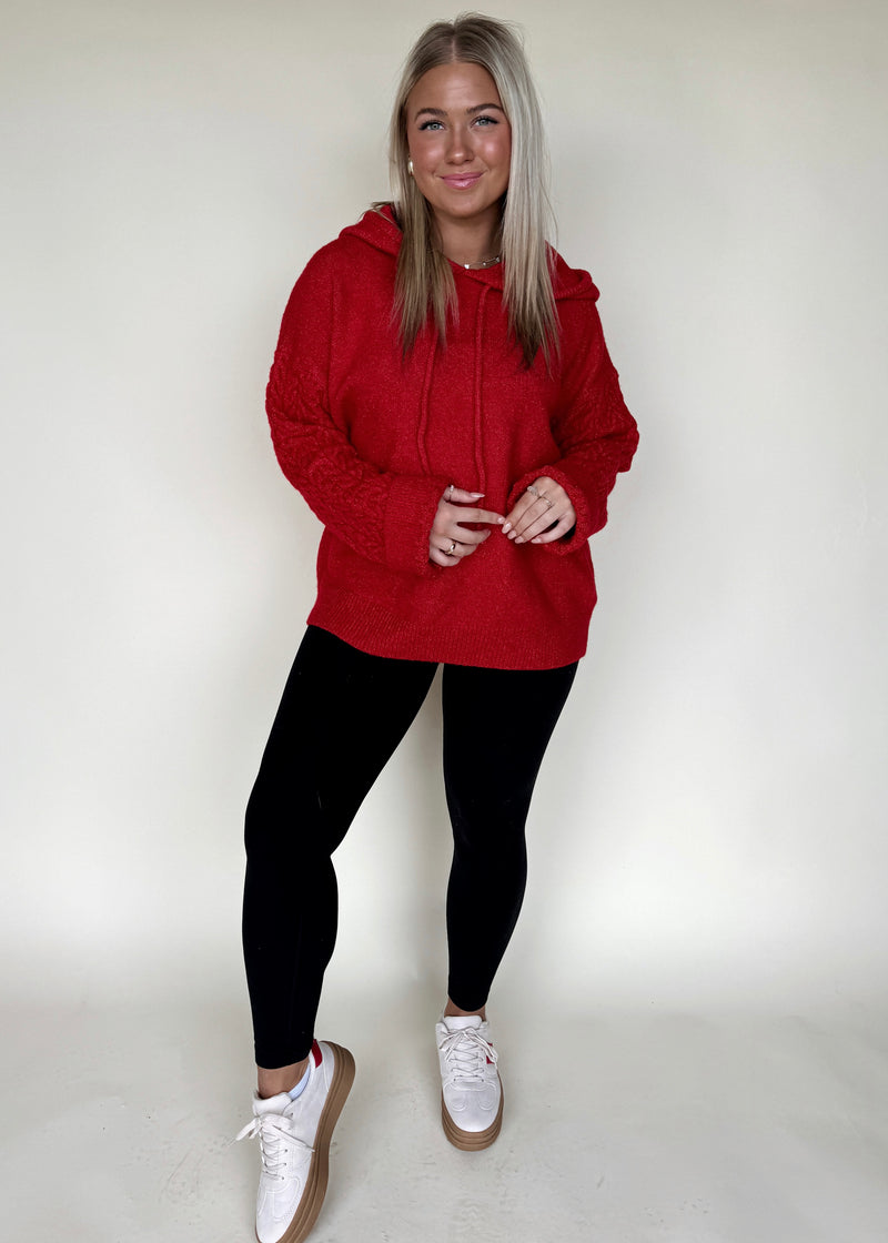 Fireside Sweater Hoodie-Red