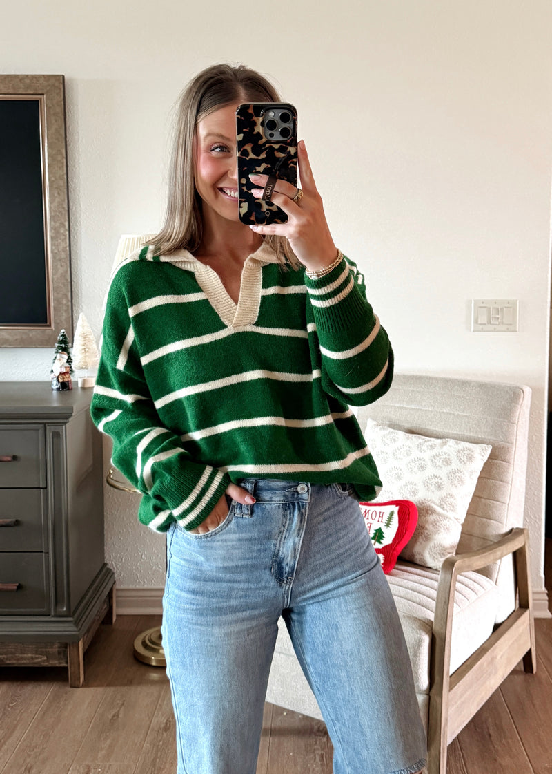 Winter Stripe Sweater-Green