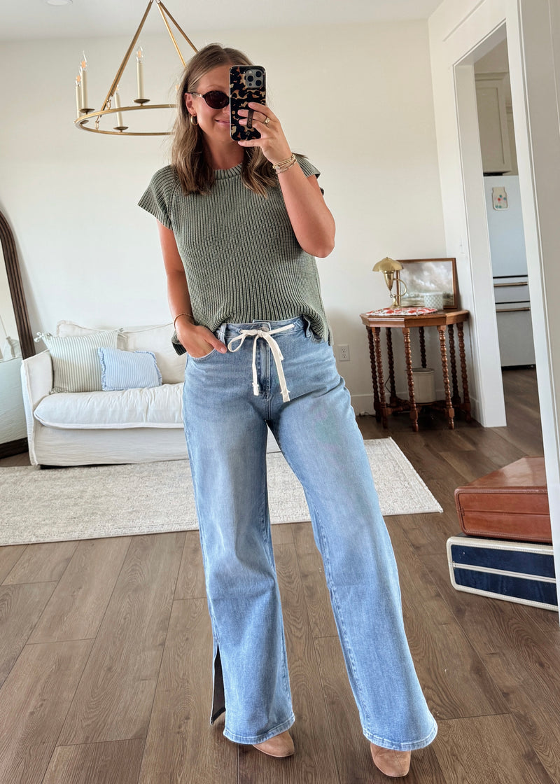 Olive Knit Sweater Top