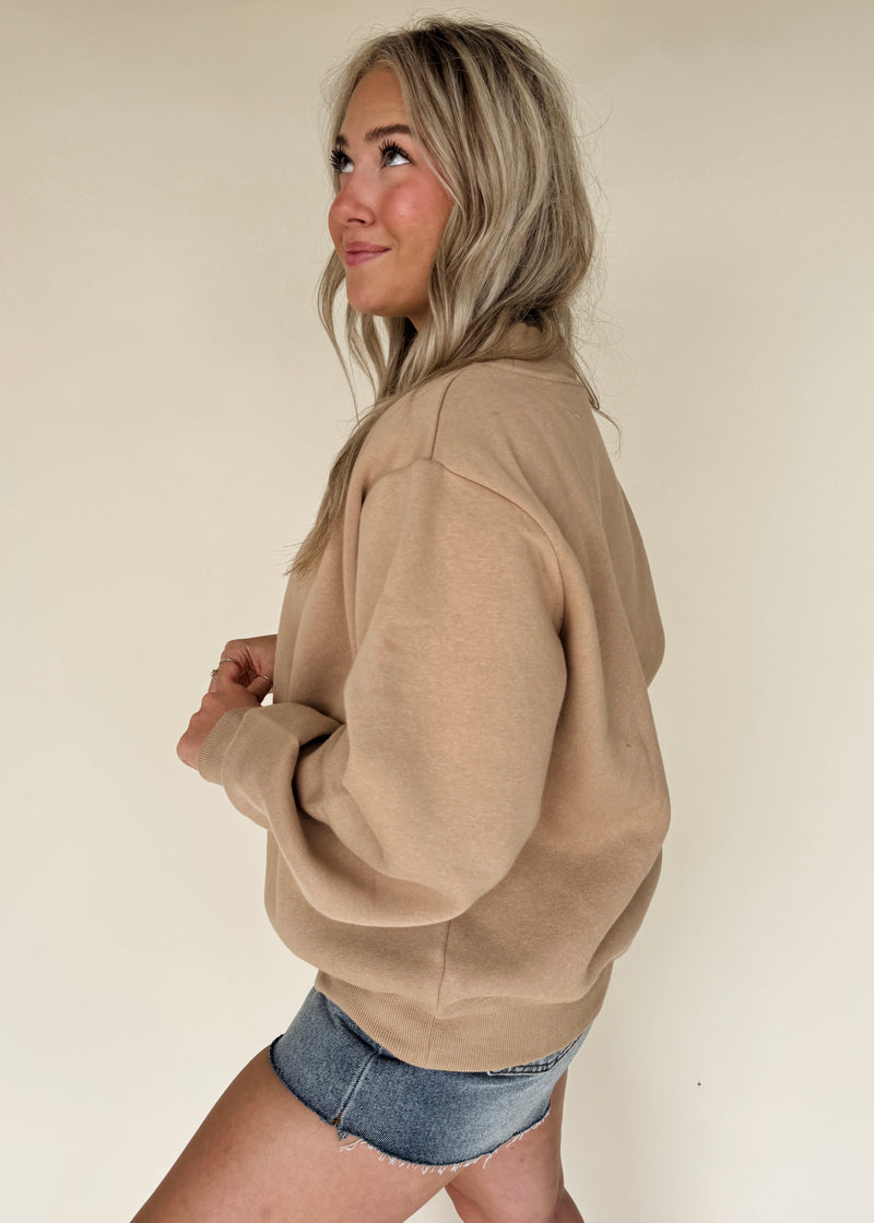 Hattie Mockneck Sweatshirt-Caramel