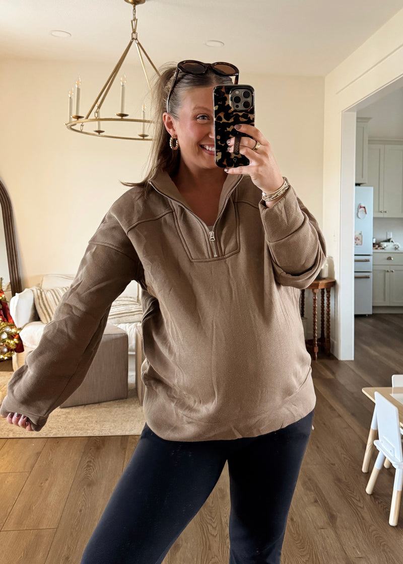 Mocha Please Zip Pullover