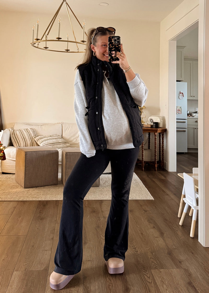 Lauren Henley Button Pullover-Grey