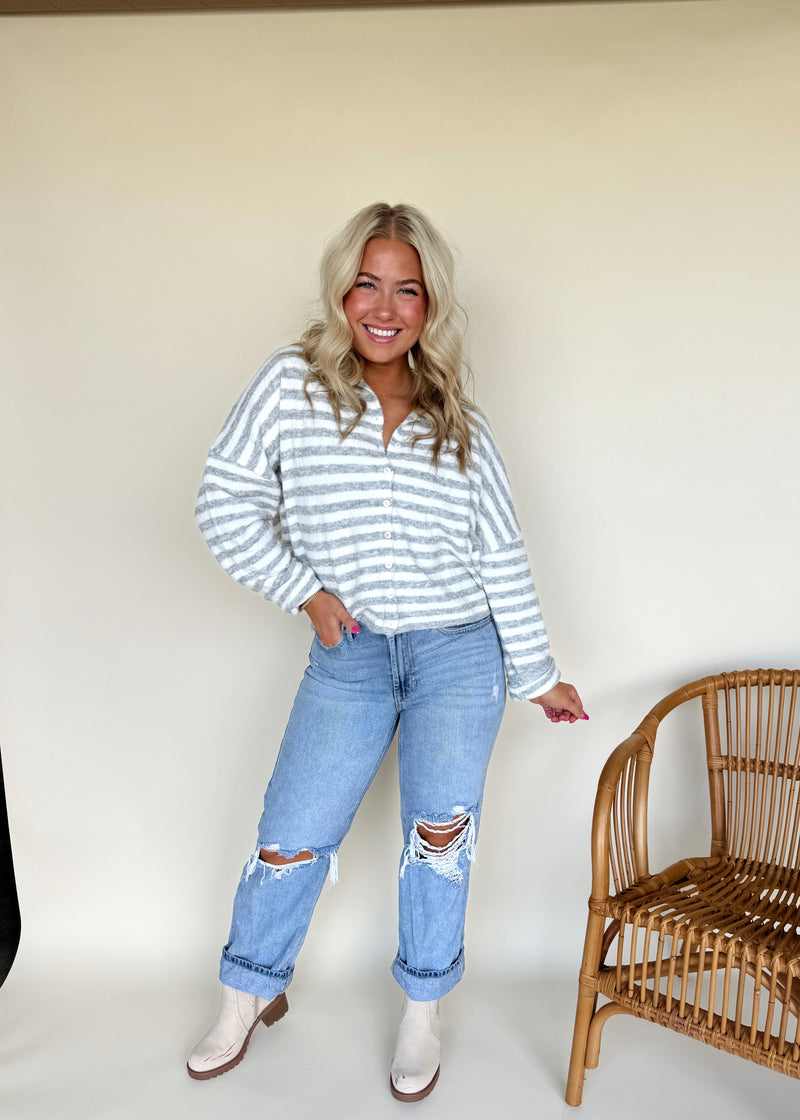 Grace Cardi Top- Striped