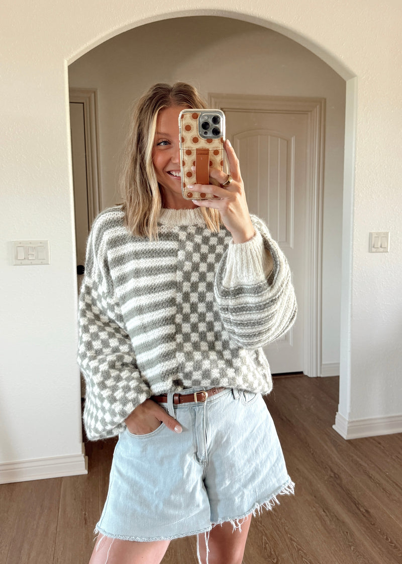 Olivia Check Stripe Sweater