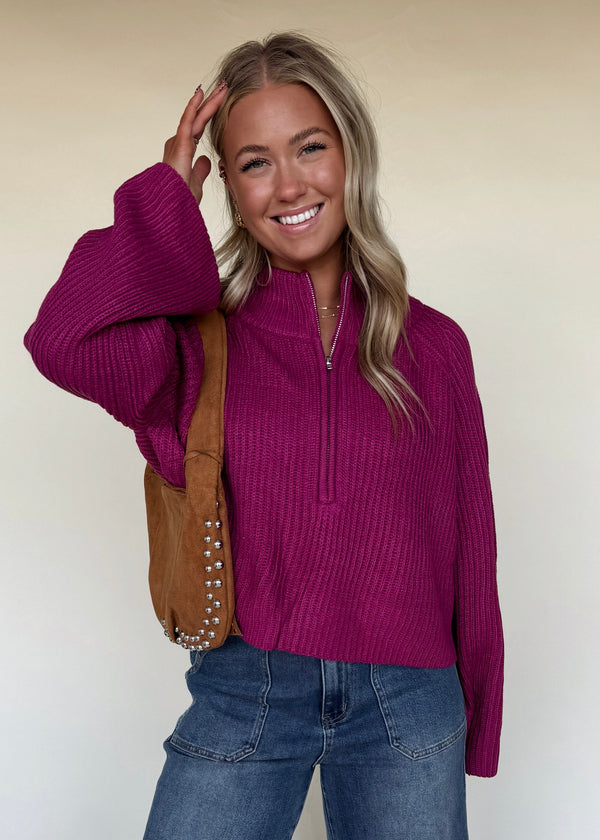 Wine Zip Sweater