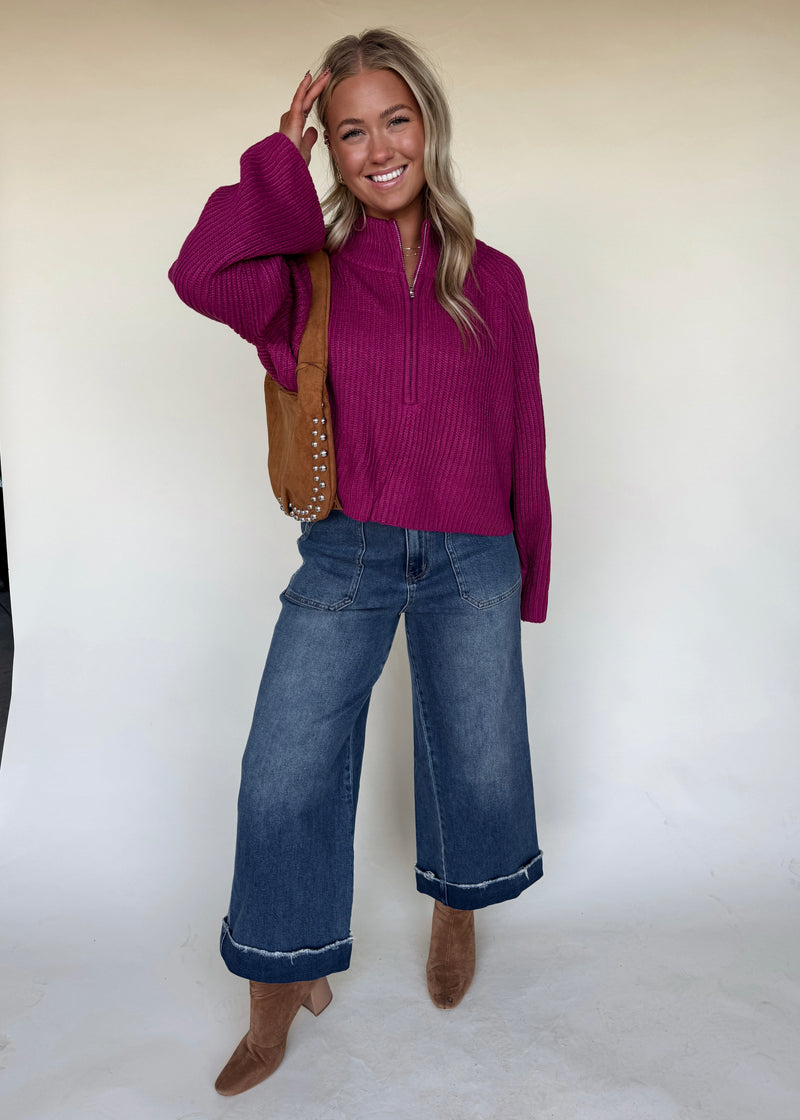 Wine Zip Sweater