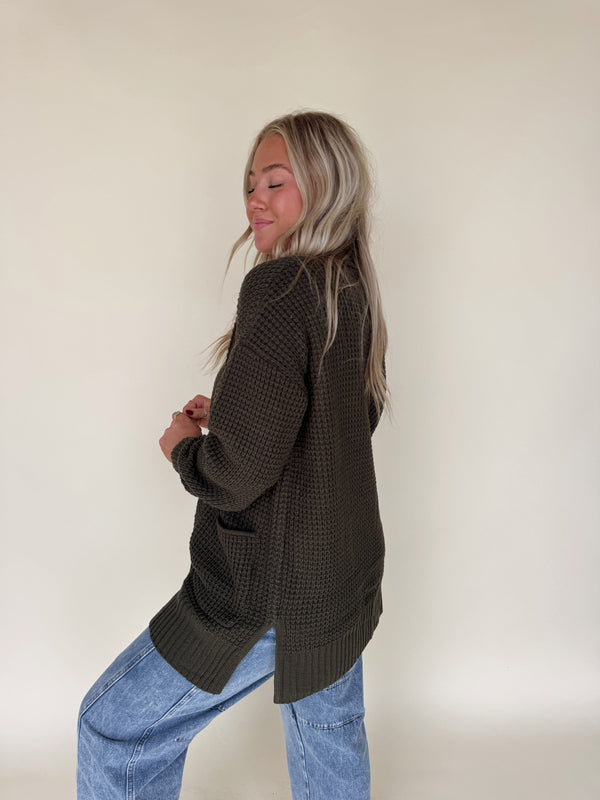 Joie Waffle Cardi-Olive