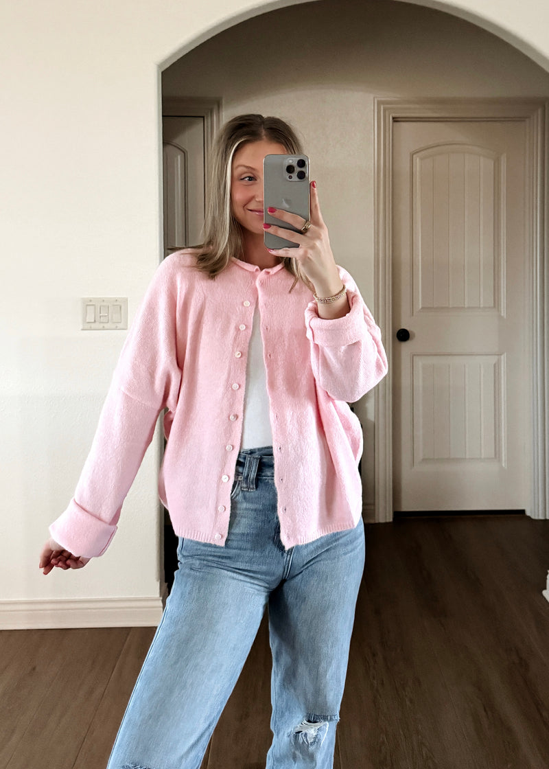 Grace Cardi Top- Candy Pink