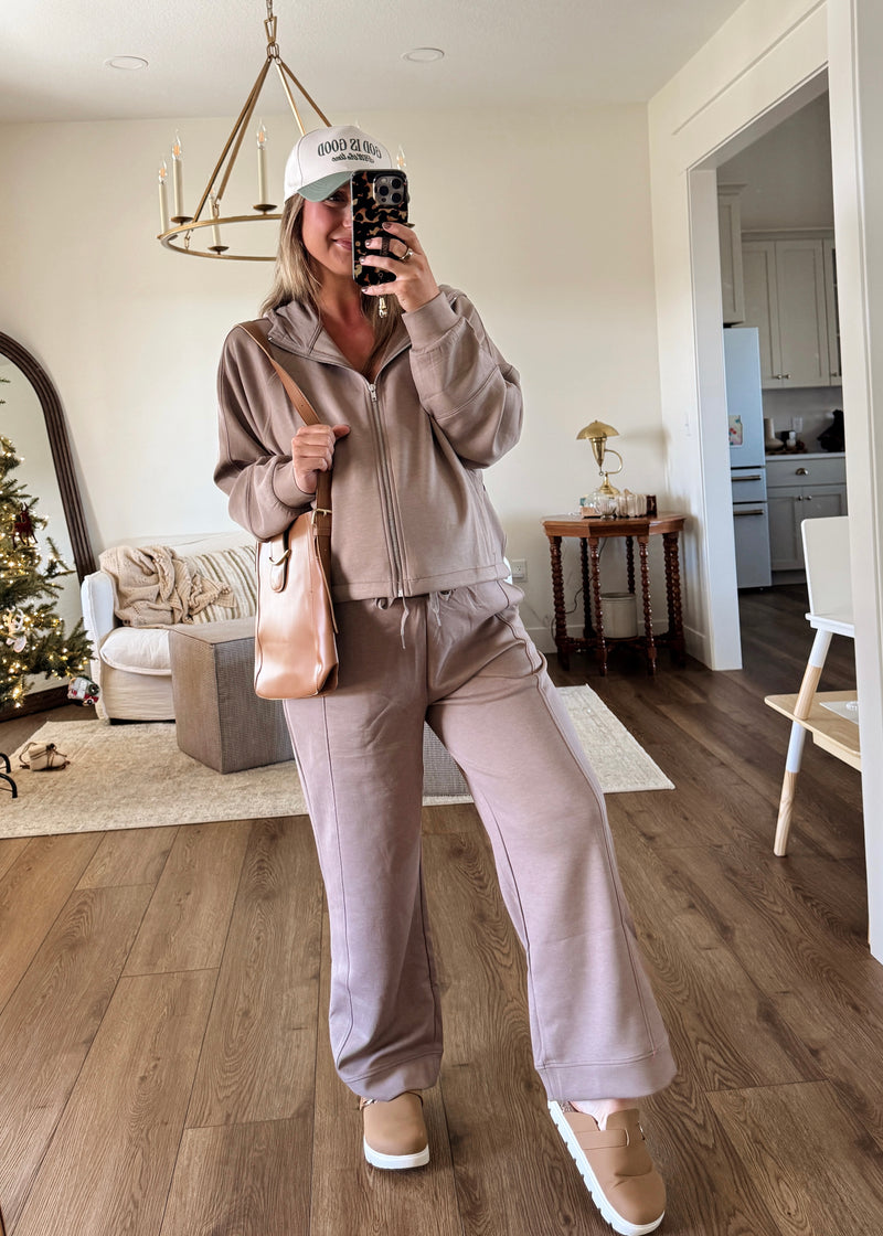 Comfort Season Zip Jacket- Cocoa