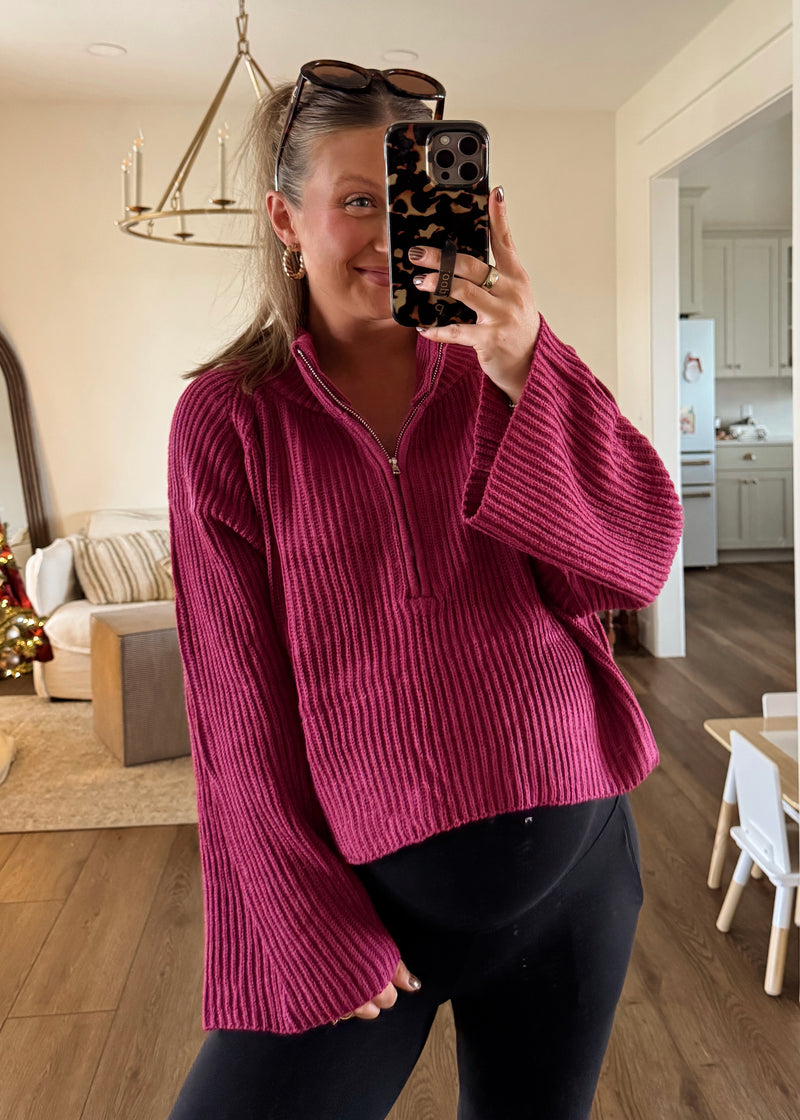 Wine Zip Sweater