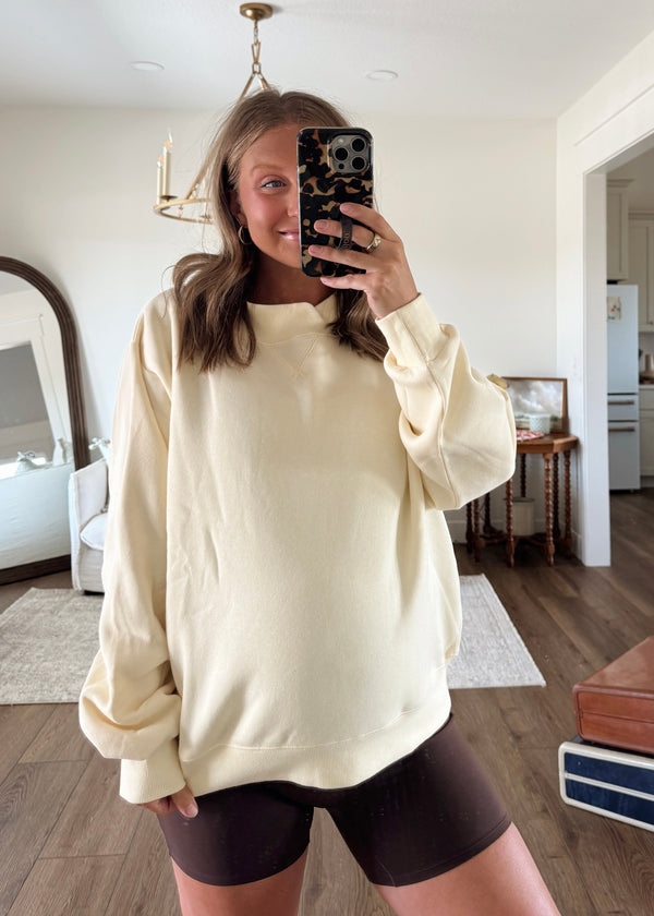 Hattie Mockneck Sweatshirt-Butter Yellow
