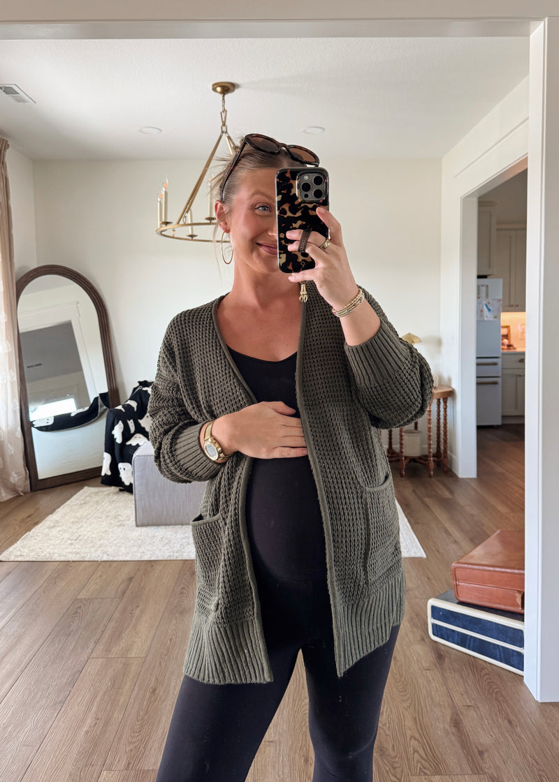 Joie Waffle Cardi-Olive