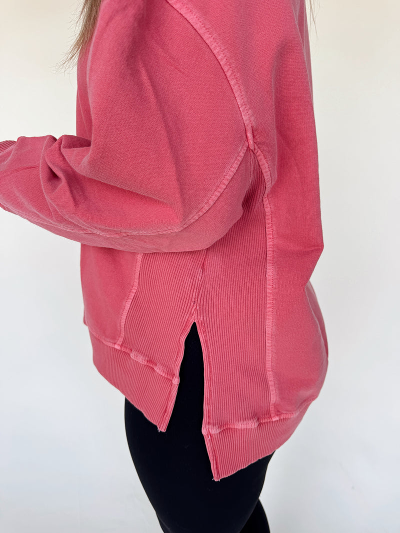 Vintage Wash Pullover-Rose
