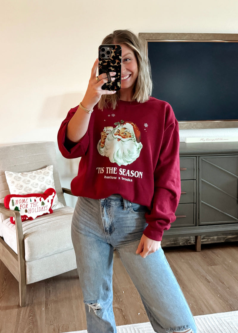 Vintage Santa HXB Sweatshirt- Deep Red