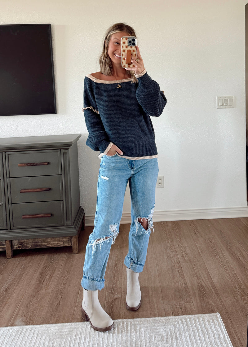 Royal Ruffle Sleeve Sweater