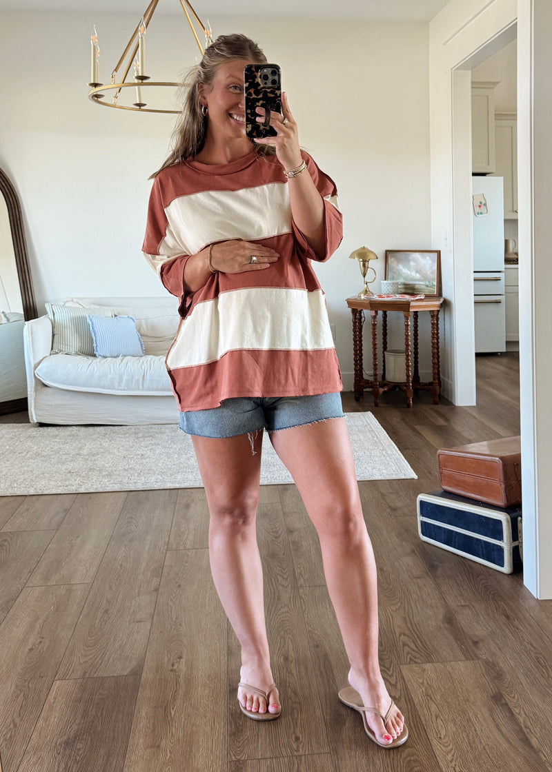 Jovi Colorblock Tee- Rust
