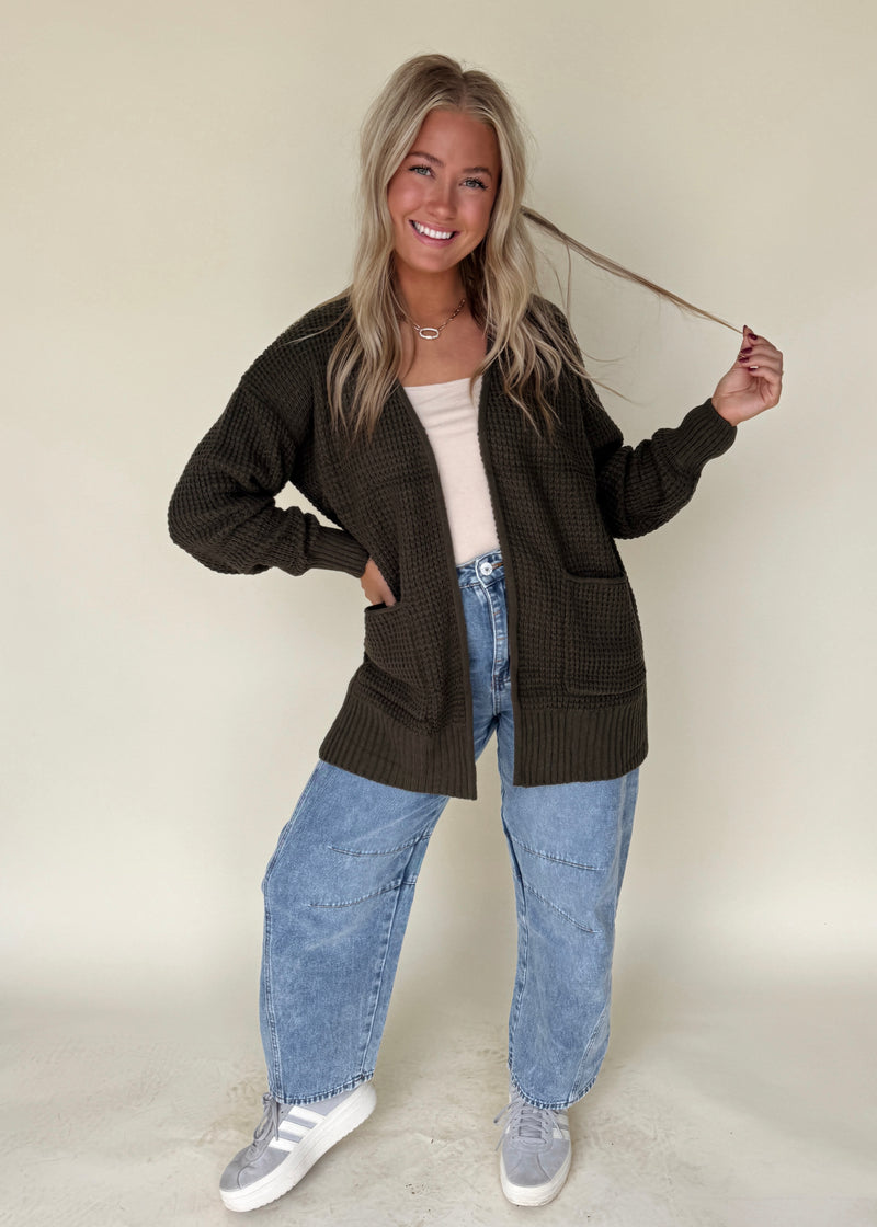 Joie Waffle Cardi-Olive