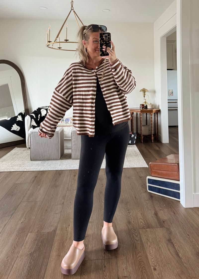 Sloane Striped Cardi- Espresso