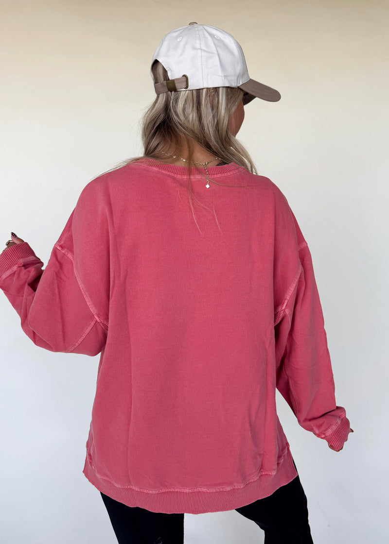 Vintage Wash Pullover-Rose
