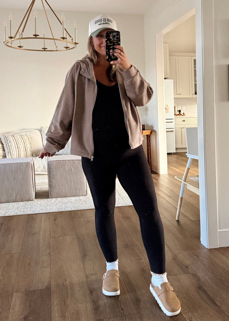 Comfort Season Zip Jacket- Cocoa