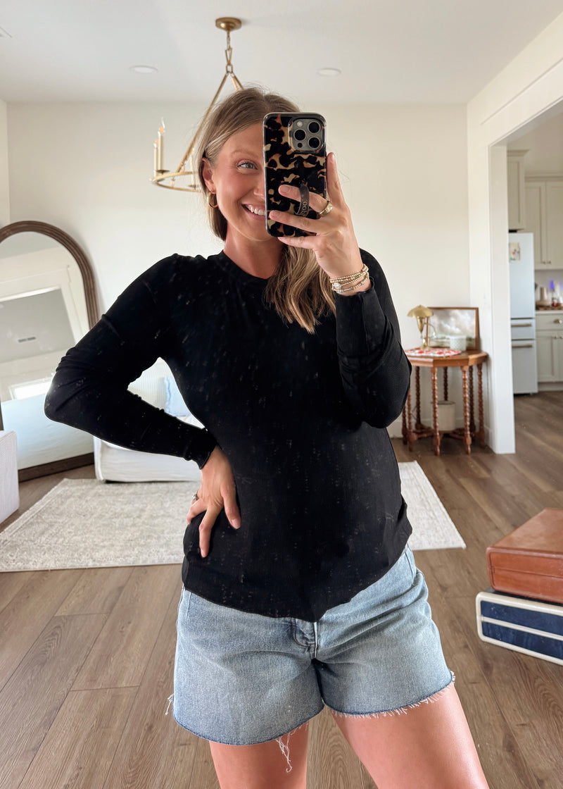 Elle Essential Ribbed Long Sleeve- Black