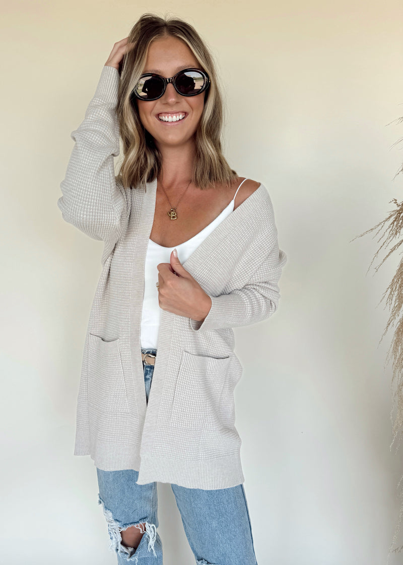 Whitley Waffle Cardi-Taupe