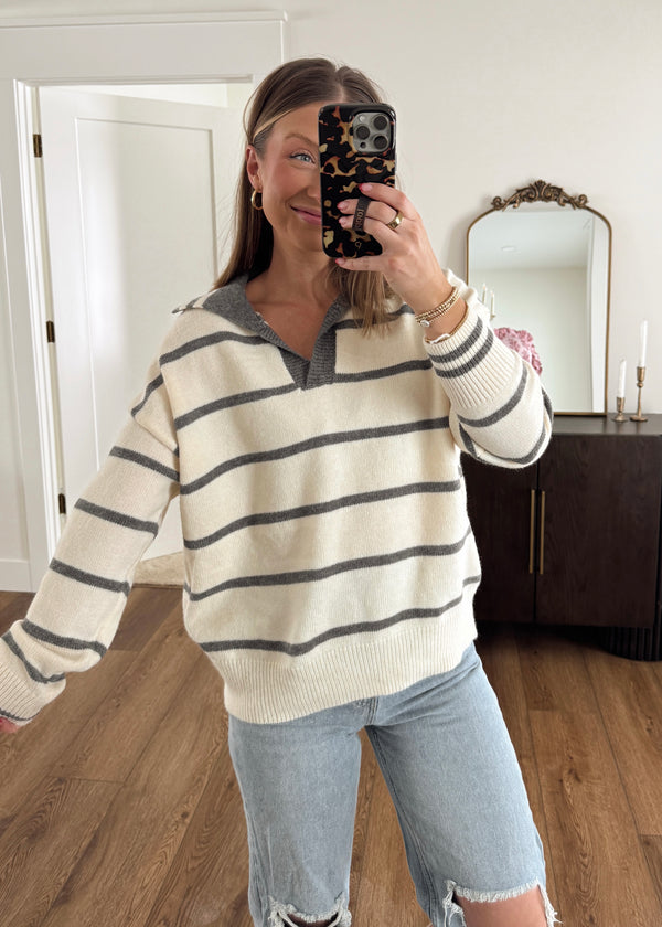 Winter Stripe Sweater-Grey