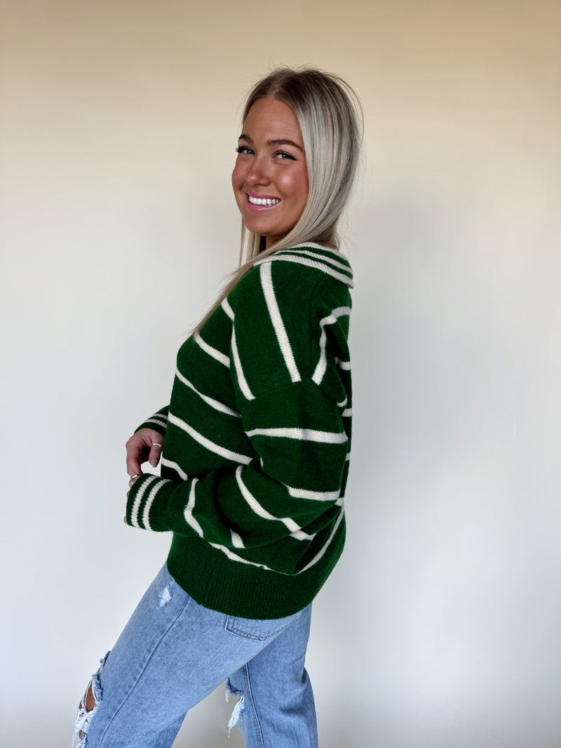 Winter Stripe Sweater-Green