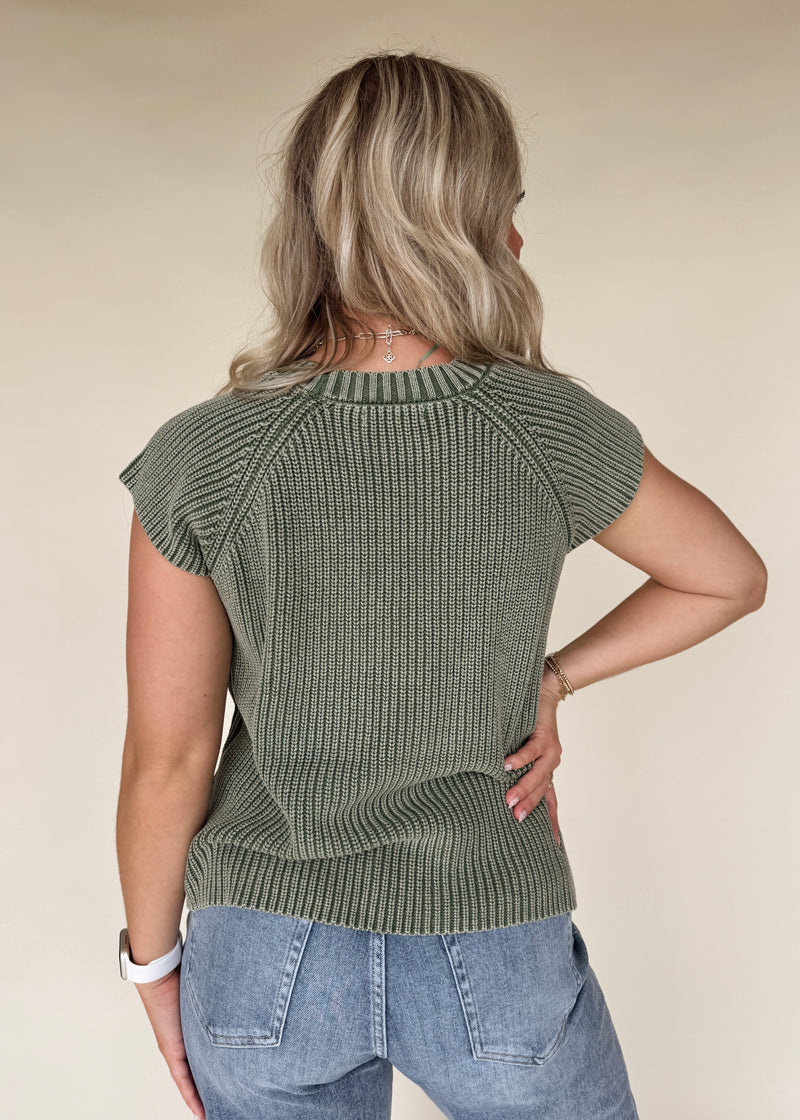 Olive Knit Sweater Top