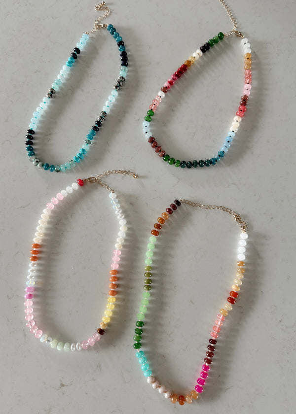 Gem Beaded Necklace (4 color options)