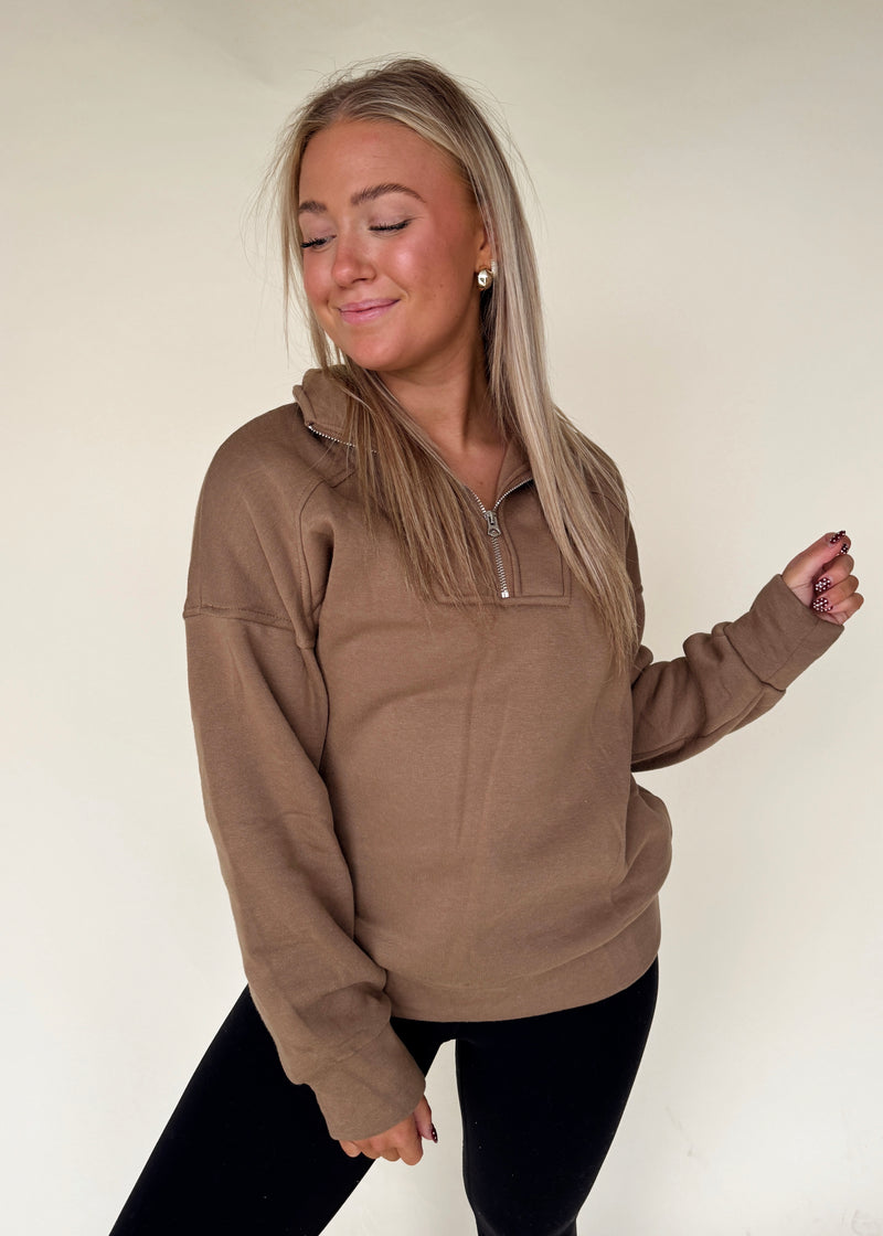 Mocha Please Zip Pullover