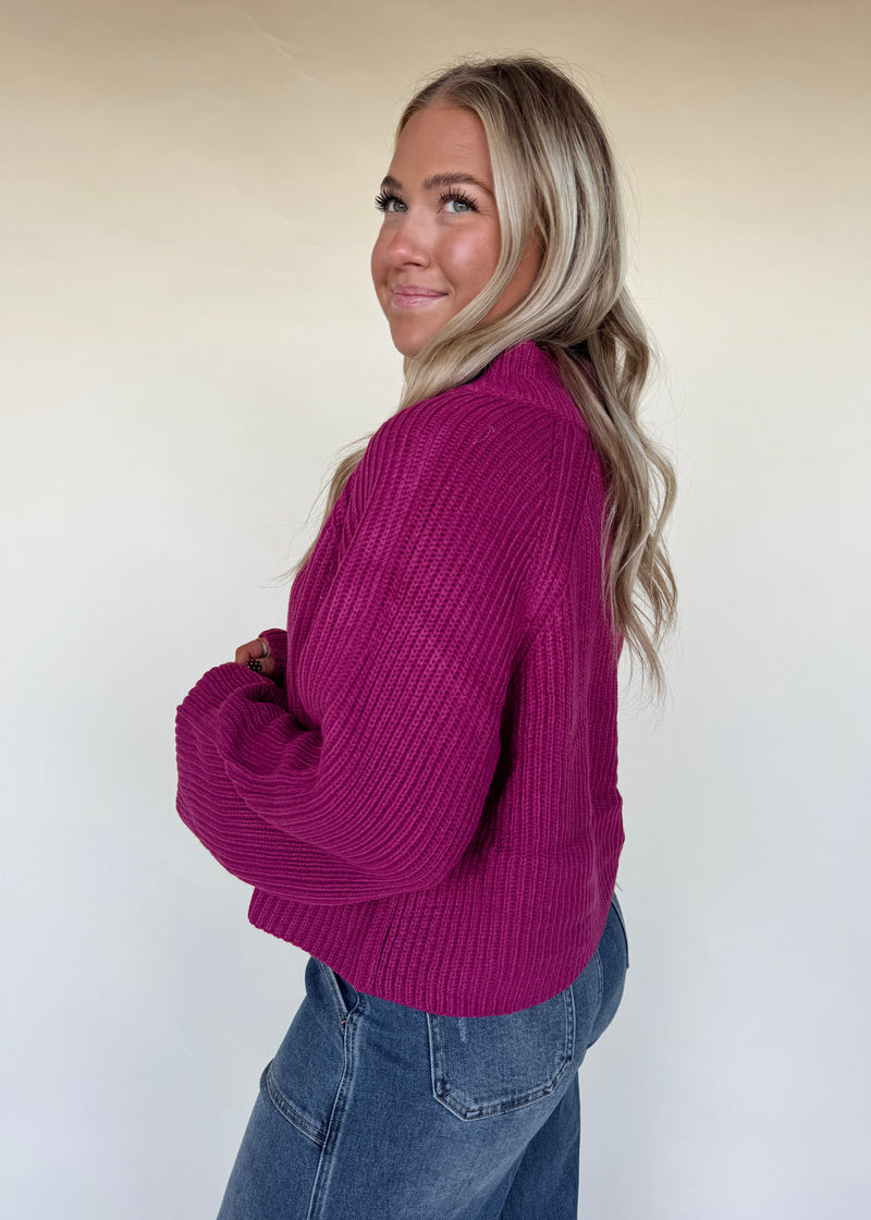 Wine Zip Sweater