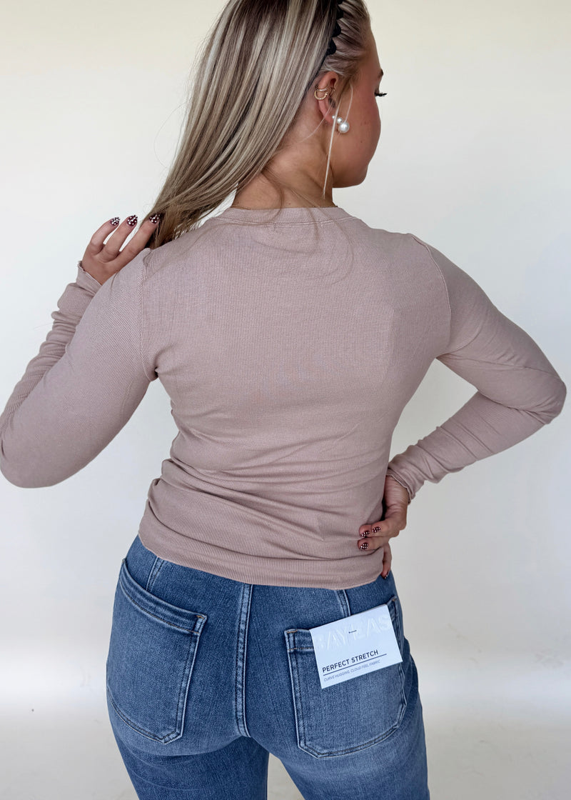 Elliot Essential Ribbed Long Sleeve-Mocha