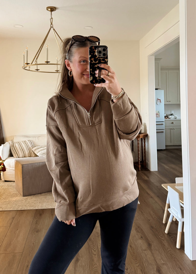 Mocha Please Zip Pullover