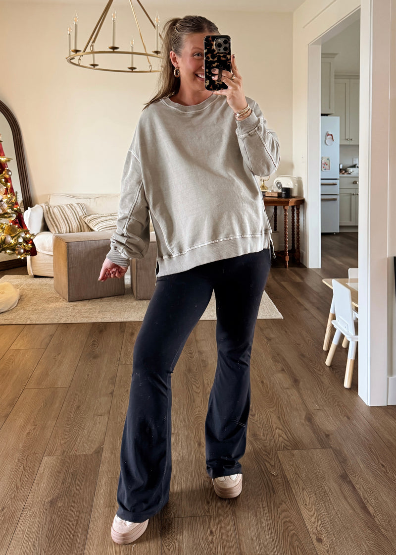 Vintage Wash Pullover-Ash Olive/Mocha