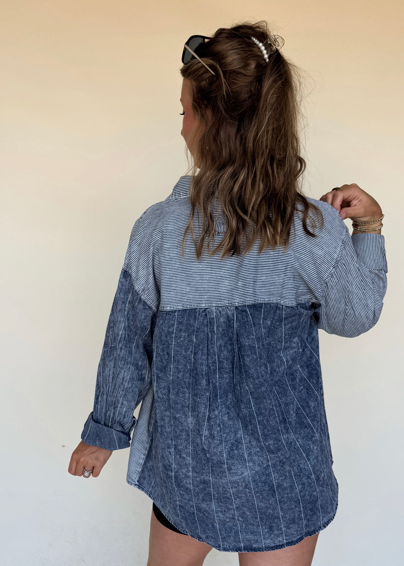 Tannah Pinstripe Button Top