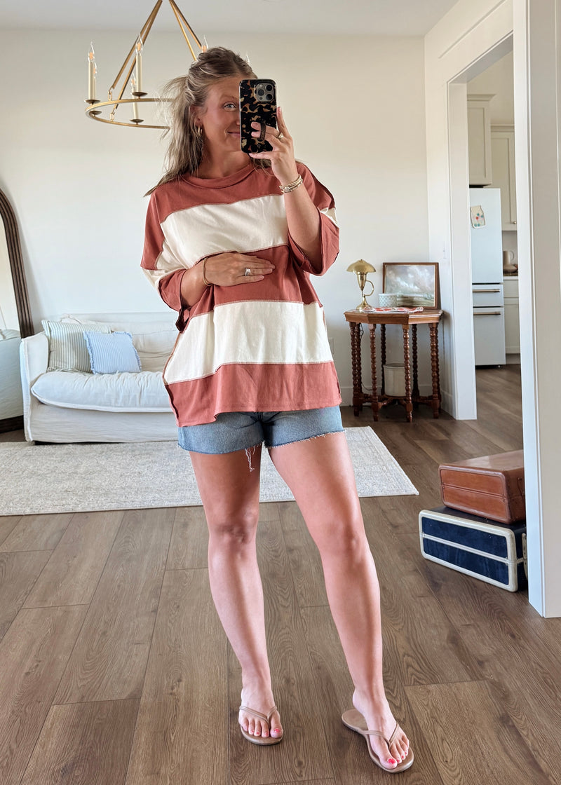 Jovi Colorblock Tee- Rust