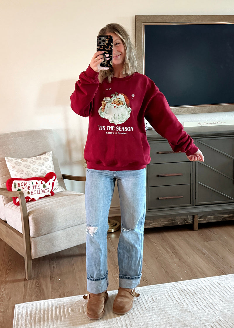 Vintage Santa HXB Sweatshirt- Deep Red