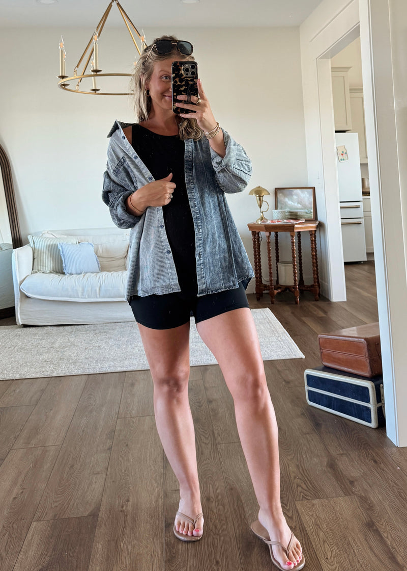 Tannah Pinstripe Button Top