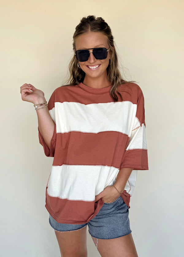Jovi Colorblock Tee- Rust