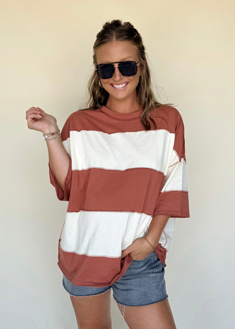 Jovi Colorblock Tee- Rust