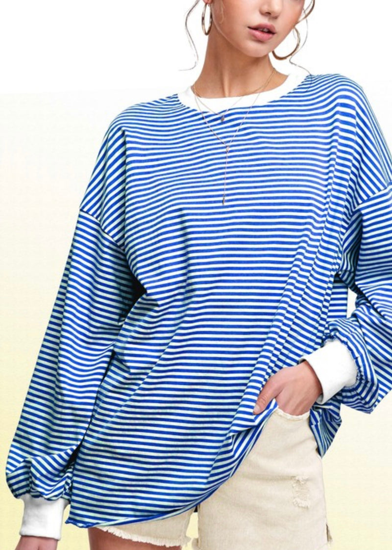 Trend Stripe Pullover-Blue